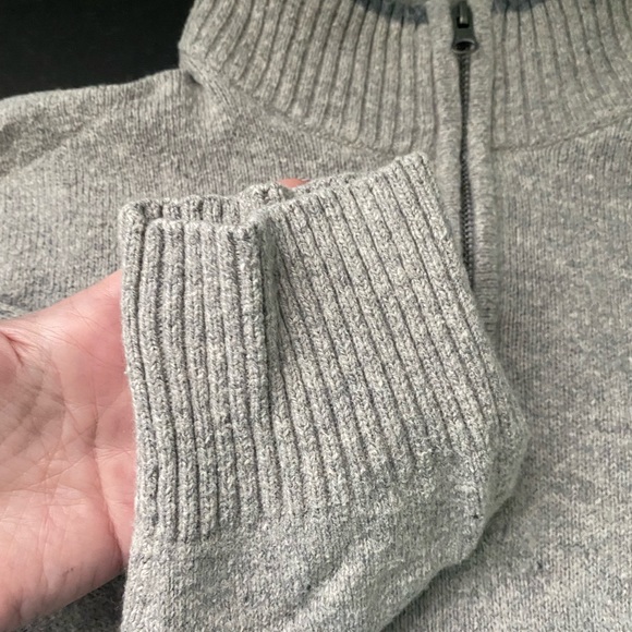 Men’s XL gray/tan blend cowl neck sweater with zip neck. Wore twice! EUC - Picture 7 of 10